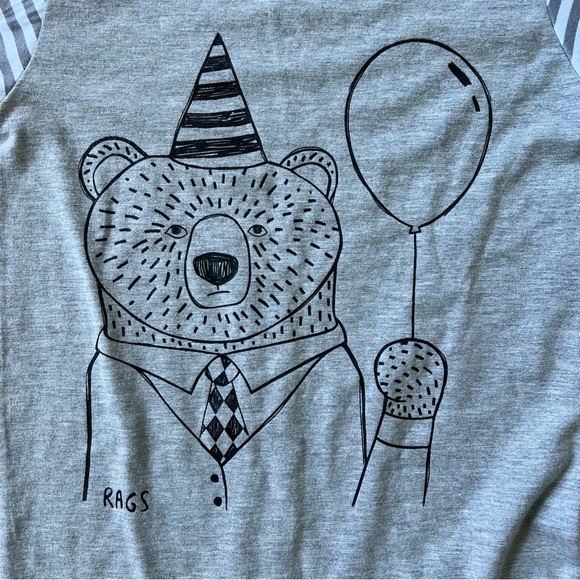 Rags to Raches 3/4T Gray Party Bear Print Baby Romper Jumpsuit - Picture 3 of 7